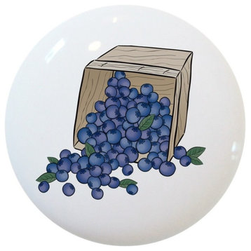 Blueberries Basket Ceramic Cabinet Drawer Knob