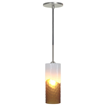 Light Line Voltage Pendant And Canopy, White Amber Brushed Nickel