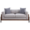 ACME Pelton Fabric Loose Back Loveseat with Pillows in Walnut