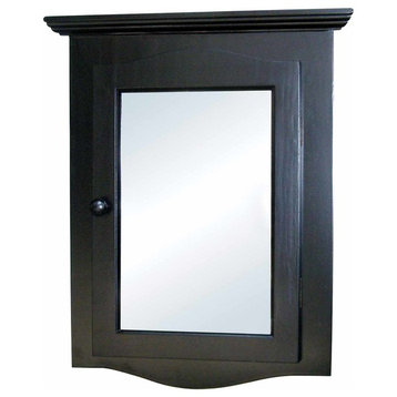 Black Bathroom Wall Mount Corner Medicine Cabinet  Solid Wood Recessed Mirror