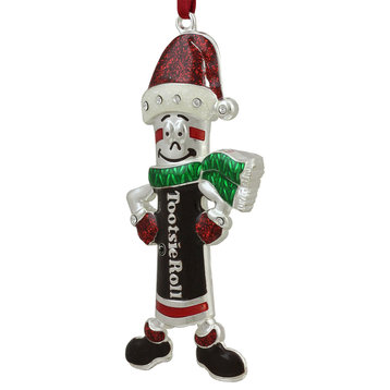 4.25" Silver Plated Holiday Tootsie Roll Man Christmas Ornament