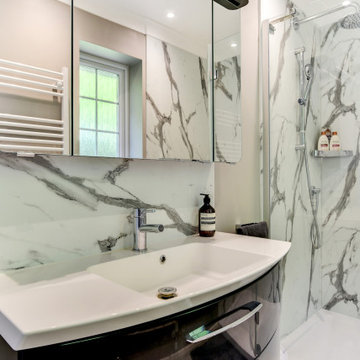White Marble Bathroom in Worthing, West Sussex