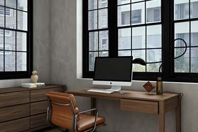 Inspiration for a contemporary home office remodel in Other