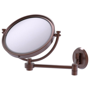 8" Wall-Mount Extending Groovy Makeup Mirror 3X Magnification, Antique Copper
