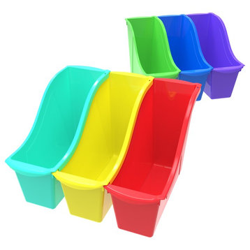 Small Book bin with Front Pocket, Assorted Colors (Case of 6)