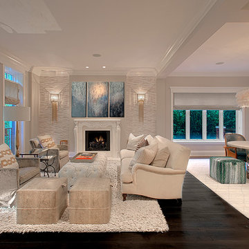 Living Room w Hand carved Fireplace Surround