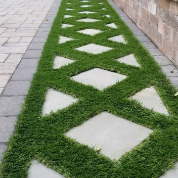 Patio with Artificial Turf & Bluestone Design