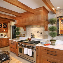 granite counters with cherry cabs.