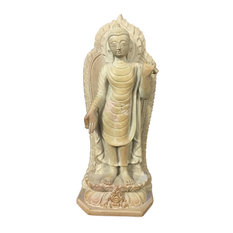 Mogulinterior - Standing Gandhar Buddha in Varada Mudra Gorara Stone Statue 9" - Decorative Objects and Figurines