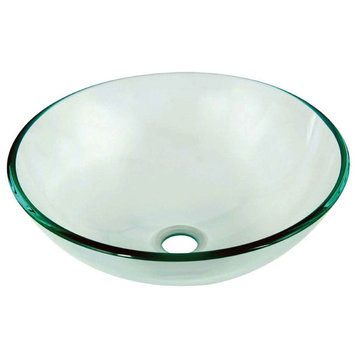 Dawn Tempered Glass Vessel Sink-Round Shape, Clear Glass