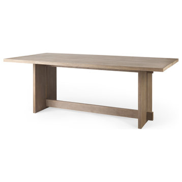 Aida Solid Wood Rectangular Dining Table, Light Gray