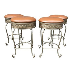 Charleston Forged Leather & Metal Swivel Bar Stool - Bar Stools And Counter Stools