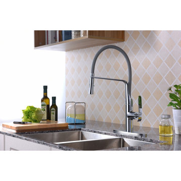 Accent Single Handle Pull-Down Sprayer Kitchen Faucet, Polished Chrome