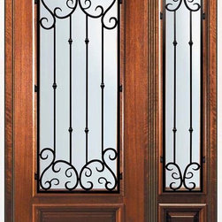 Pre-hung Side light Door 80 Wood Mahogany Valencia 3/4 Lite - Front Doors