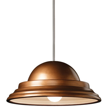 Radiance Dome 1-Lt Pendant, Antique Copper, Polished Chrome Metal, LED, Stem