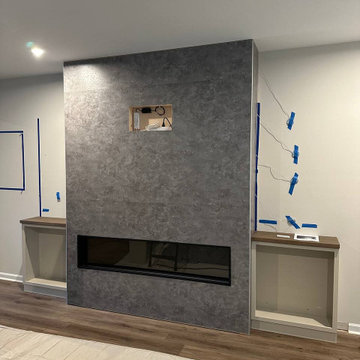 Luxury Fireplace Media Wall With Custom Cabinets in Charlotte
