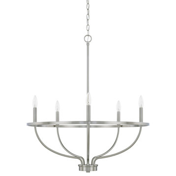 Capital Lighting 428551 Greyson 5 Light 29"W Taper Candle - Brushed Nickel