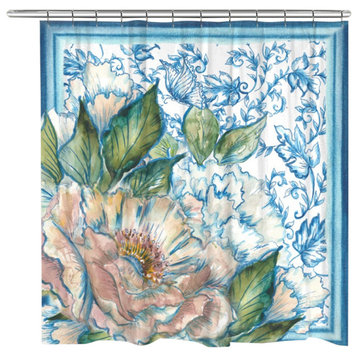 Chinoiserie Blushing Floral Shower Curtain