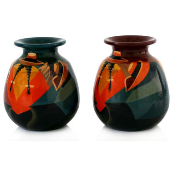 Novica Get-Together Ceramic Vases, 2-Piece Set