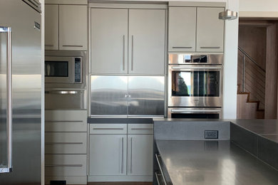 Example of a minimalist kitchen design in New York
