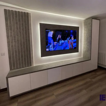 L-shaped Floor TV Unit in Grey Gloss Finish in Watford by Inspired Elements
