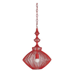 Currey & Company Parker Pendant in Lollipop Red - Pendant Lighting
