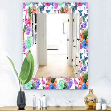 Designart Flamingo 2 Bohemian And Eclectic Frameless Vanity Mirror, 28x40