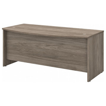 Pemberly Row 72W x 36D Bow Front Desk in Modern Hickory - Engineered Wood