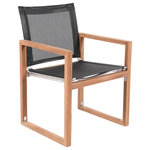Meridian Furniture - Tulum Waterproof Fabric Mesh Outdoor Patio Dining Side Chair, Black, Arm Chair - Make this Tulum teak outdoor patio dining chair the go to spot for relaxing and entertaining guest in your outdoor space. This chair features water resistant black mesh fabric making it the perfect spot to rest your feet and enjoy a tasty meal while you take in the sunrise. Teak construction makes it a tough addition for the patio or porch and gives it the longevity and durability it needs to weather the elements with beautiful ease. Pair it with other items from the Tulum collection for a look that impresses from every angle.