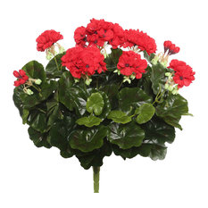 Artificial Flower Silk 47" Water-Resistant Geranium Hanging Bush Red Pack of 2