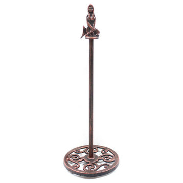 Rustic Copper Cast Iron Mermaid Extra Toilet Paper Stand 16''