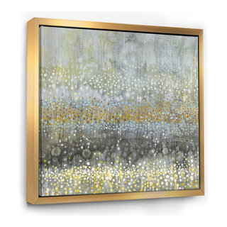 Golden Glitter With Dark Blue Marble' 20 x 12 Framed Painting Canvas Art  Print, by Designart 