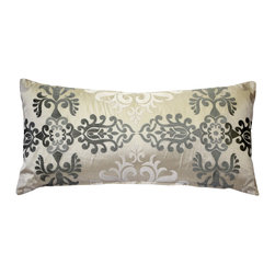 Pillow Decor Ltd. - Sumatra Silk Embroidery Decorative Throw Pillow, Moonlight, 12"x24" - Decorative Pillows