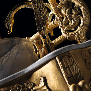 Isabel Classic bathroom sink console detail. Gold