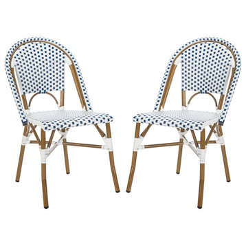 Safavieh Salcha Indoor-Outdoor Stackable Side Chairs, Set of 2, Blue/White