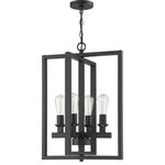 Craftmade - Neighborhood Chicago 4 Light Foyer Pendant, Flat Black - The strong lines and larger scale of the Chicago collection by Craftmade make a bold statement easily at home in any setting. The coordinating clear seeded glass vanities and mini pendant provide excellent lighting options for any bathroom large or small.