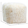 Shorn Sheep Fur Upholstered Pouf, White