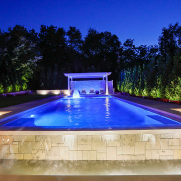 Hinsdale, IL Rectilinear Pool with Hot Tub Inside and Infinity Edge