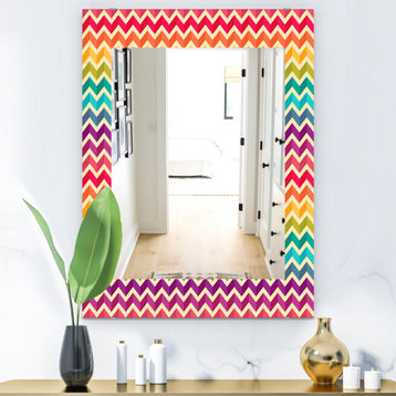 Designart Geometric Pattern Zigzags Bohemian Eclectic Frameless Vanity Mirror, 2