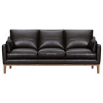Armen Living - Pompeii 87" Dark Brown Leather Sofa, Dark Brown - Upgrade your living space with the Pompeii 87" Leather Upholstered Sofa from Armen Living. This exquisite sofa offers a blend of luxury and comfort that's hard to match. This couch features rich leather upholstery available in elegant dove gray or timeless dark brown. This leather not only adds a touch of opulence but also ensures durability that lasts. With a spacious 87-inch-wide frame, the Pompeii comfortably seats up to three guests. Whether you're hosting friends or enjoying a quiet evening in, this sofa offers ample room for everyone to unwind. Our grey or brown leather sofa is supported by a sturdy wood base and legs that enhance its stability and offer a contrast of textures. Designed for optimal comfort, the Pompeii brown or grey sofa features web suspension seat construction. This innovative system ensures even support throughout the seating area, reducing pressure points and maintaining comfort over time. The chic silhouette, deep seating design, and premium materials make our Pompeii leather sofa the ideal seating solution for your home.