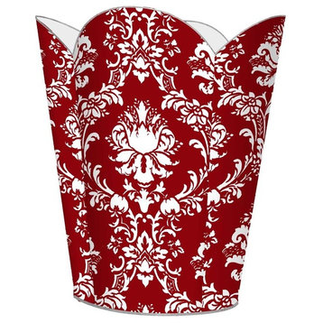 Red and White Damask Wastepaper Basket