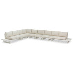 Meridian Furniture - Maldives Cream Water Resistant Fabric Outdoor Patio Modular Sectional - Create your own custom contemporary look on the deck or porch with the addition of this Maldives outdoor patio armless chair. Part of a large collection that lets you mix and match modular pieces to get the look you crave most. This modular sectional has cream water resistant fabric with a base made from white aluminum, so it's sturdy, tough, and ready to face the elements with impeccable beauty, season in and season out. Shop the contemporary pieces in this collection to create the outdoor entertaining area of your dreams.