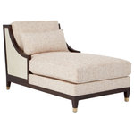 Currey & Company - Currey and Company 7000-0442 Evie Chaise, Fava Rosada - The Evie Walnut Chaise is made of mahogany in a dark walnut finish. The wood-framed side and back panels of the roomy chaise are covered in ivory faux shagreen. This ivory chaise with its gold ferrules was inspired by vintage shagreen furniture from the 1920s. It has loose seat and back cushions and includes a lumbar pillow. The fabric is neutral beige with pops of brown and blush.