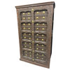 Consigned Antique Teak Britsh Colonial Brass Armoire Cabinet