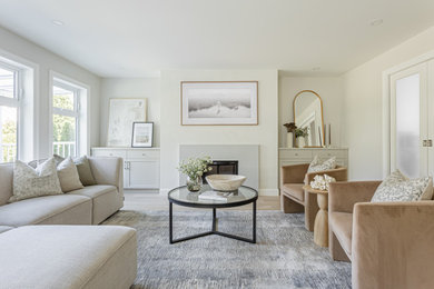 Example of a transitional living room design in Vancouver