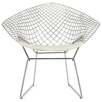 Diamond Lounge Chair, Chromed Steel With Leatherette Pu Pad, Set of 2