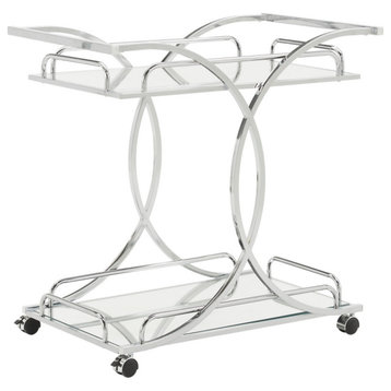 Alexis Chrome Finish Bar Cart with Curving Metal Frame