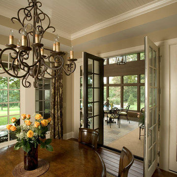 Breakfast Room with Beadboard Ceiling Leads to Screened Porch
