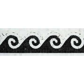 Oriental White Polished Marble Wave Border With Black Dots