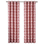 Royal Tradition - Jacqueline 2PC Grommet Jacquard Panels, Poppy, 108"x96", Set of 2 - Add splendor and classiness to any room with these dazzling Modern Jacqueline Grommet Top Window Curtain Panels. The stylish Jacquard Textured pattern of these drapes conveys a refined and classic look to your home. These Jacquard Textured Panels come as a set of 2 panels. They are available in various colors and many different lengths to suit your specific needs.